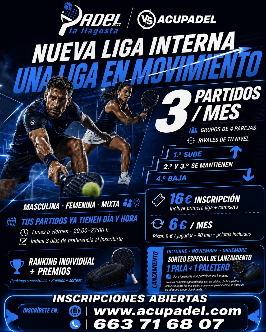Cartel de la Liga Interna Pàdel Club La Llagosta
